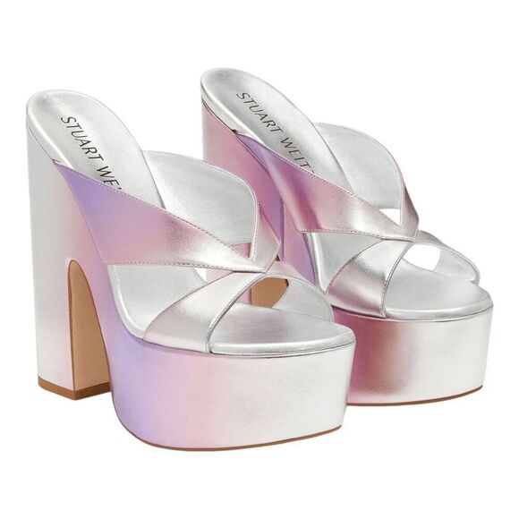 Brand New Stuart Weitzman Miami Sohigh 145 Platform Slide in Lilac - Size 7 - Picture 1 of 7
